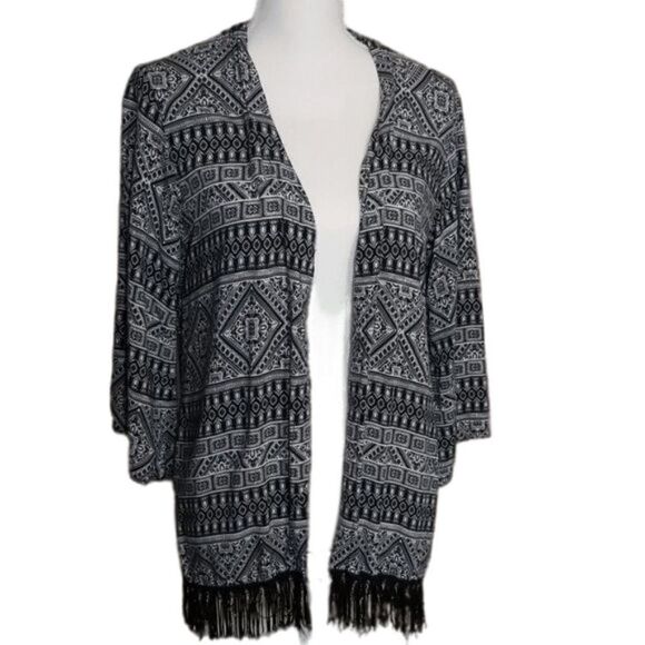 COPPER KEY Geo Print Fringe Kimono Size S/M - Picture 1 of 7